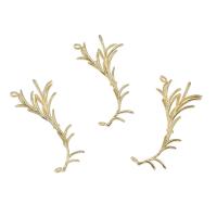 Brass Jewelry Connector, Leaf, gold color plated, 1/1 loop, nickel, lead & cadmium free, 42x19x5mm, Hole:Approx 1mm, 20PCs/Bag, Sold By Bag