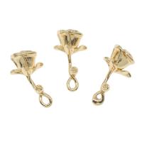 Bijoux pendentifs en laiton, fleur, Placage de couleur d'or, protéger l'environnement, sans nickel, plomb et cadmium, 11x21mm, Trou:Environ 1.3mm, 50PC/sac, Vendu par sac