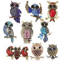 Tibetan Style Brooches, Owl, plated, different styles for choice & for woman & with rhinestone, nickel, lead & cadmium free, Sold By PC