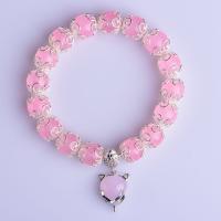 Chalcedony Bracelet Fox silver color plated & for woman pink Sold Per Approx 6 Inch Strand