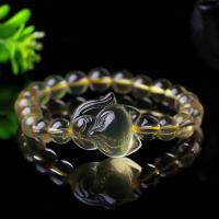 perles de citrine bracelet, renard, poli, bijoux de mode & transparent & pour femme, Jaune, 10mm, Vendu par Environ 6 pouce brin