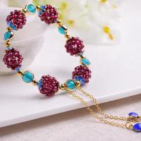 Natural Garnet Bracelet with Gemstone & Zinc Alloy gold color plated & for woman 10mm Sold Per Approx 6 Inch Strand