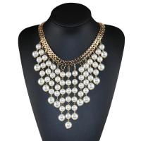 Eisen Kragenkette, mit ABS-Kunststoff-Perlen, mit Verlängerungskettchen von 80mm, plattiert, Modeschmuck & für Frau, goldfarben, frei von Nickel, Blei & Kadmium, 120mm, verkauft per ca. 17.7 ZollInch Strang