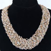 Zinc Alloy Jewelry Necklace with Seedbead plated fashion jewelry & for woman golden nickel lead & cadmium free 400*36mm Sold By Strand
