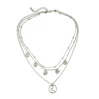 Tibetan Style Jewelry Necklace, silver color plated, three layers & for woman, nickel, lead & cadmium free, Sold By Strand
