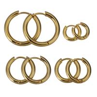 Mens Stainless Steel Hoop Earring, guldfarve belagt, mode smykker & forskellig størrelse for valg & for kvinde, 12par/Lot, Solgt af Lot