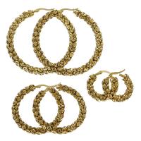Mens Stainless Steel Hoop Earring, guldfarve belagt, forskellig størrelse for valg & for kvinde, 12par/Lot, Solgt af Lot