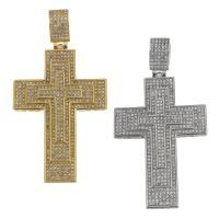 Stainless Steel Cross Pendants, plated, with rhinestone, more colors for choice, 41x63x4.50mm, Hole:Approx 6x11mm, Sold By PC