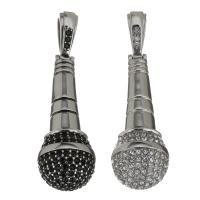 Stainless Steel Pendants Microphone & with rhinestone original color Approx Sold By PC