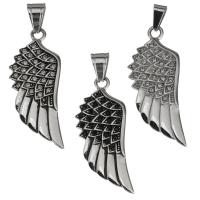 Stainless Steel Pendants, Wing Shape, different styles for choice & with rhinestone, original color, 19x47.50x3mm, Hole:Approx 7x7.5mm, Sold By PC