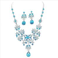 Tibetan Style Jewelry Sets, earring & necklace, with 11cm extender chain, platinum color plated, for woman & with rhinestone, more colors for choice, nickel, lead & cadmium free, 50x20mm, Length:Approx 19.69 Inch, Sold By Set