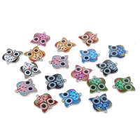 Animal Tibetan Style Connector, Owl, plated, different styles for choice & enamel & 1/1 loop, nickel, lead & cadmium free, 19*19mm, 10/Bag, Sold By Bag