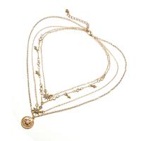 Mode-Multi-Layer-Halskette, Zinklegierung, für Frau, goldfarben, frei von Nickel, Blei & Kadmium, verkauft per ca. 14 ZollInch Strang