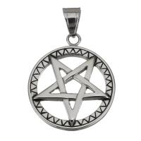Stainless Steel Pendants, pentagram, original color, 32x38x4mm, Hole:Approx 7x8.5mm, Sold By PC