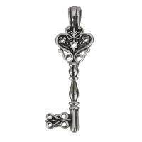 Stainless Steel Pendants, Key, blacken, 17x46.5x6mm,1mm,1.5mm, Hole:Approx 4x6mm, Sold By PC