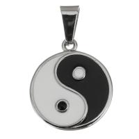 Stainless Steel Pendants, Flat Round, epoxy gel, original color, 21x24x2.50mm, Hole:Approx 5x8mm, Sold By PC