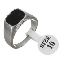 Палец кольцо из нержавеющей стали, нержавеющая сталь, Мужская & Эпоксидная стикер, оригинальный цвет, 10.50mm, отверстие:Приблизительно 5x7.5mm, размер:10, продается PC