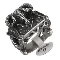 خاتم إصبع الرجل الفولاذ المقاوم للصدأ, مجوهرات الموضة & للرجل & أسود, 20.50mm, حفرة:تقريبا 5x7.5mm, حجم:9, تباع بواسطة PC