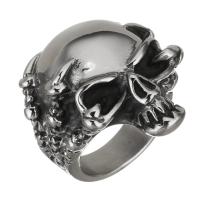 Hombres de acero inoxidable anillo del dedo, Calavera, Joyería & para hombre & ennegrezca, 29mm, agujero:aproximado 5x7.5mm, tamaño:9, Vendido por UD