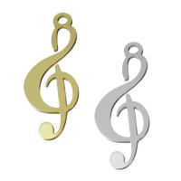Stainless Steel Pendants, Music Note, plated, more colors for choice, 11x28.50x1mm, Hole:Approx 2mm, 60PCs/Lot, Sold By Lot
