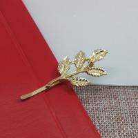 Hair Slide Zinc Alloy Leaf gold color plated vintage & for woman nickel lead & cadmium free Sold By Lot