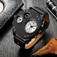 Men Wrist Watch, Tibetan Style, with PU Leather & Stainless Steel, stainless steel watch band clasp, gun black plated, waterproofless & with compass & for man, more colors for choice, 56x15mm, Length:Approx 8.2 Inch, Sold By PC
