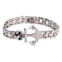 Stainless Steel Jewelry Bracelet silver color plated punk style & for man 40mm Length Approx 7.8 Inch Sold By Lot