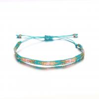 Seedbead Bracelet with Nylon Cord Adjustable & Unisex & woven pattern blue nickel lead & cadmium free 262mm Sold By PC