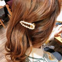 Alligator Hair Clip Zinc Alloy with Plastic Pearl plated for woman white nickel lead & cadmium free 60mm Sold By PC