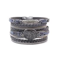 Wrap Bracelet PU Leather with Magnet Round plated multilayer & for woman Sold Per Approx 7 Inch Strand