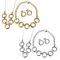 Parures de bijoux en acier inoxydable, Boucle d’oreille stud & Bracelet & collier, avec 2Inch chaînes de rallonge, Placage, chaîne ovale & pour femme, plus de couleurs à choisir, 15mm,1.5mm,15mm,5mm,15mm, Longueur:Environ 21 pouce, Environ 8.5 pouce, Vendu par fixé