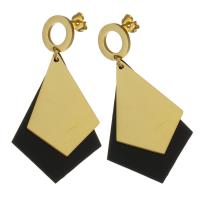 Stainless Steel Drop Earring with Resin gold color plated for woman 54mm Sold By Pair