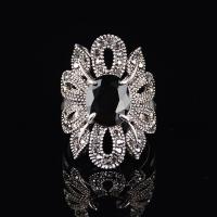 Zinc Alloy Finger Ring with Resin antique silver color plated & for woman & with rhinestone nickel lead & cadmium free 28mm Sold By Lot