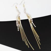 Zinc Alloy Tassel Earring plated for woman & with rhinestone nickel lead & cadmium free 140mm Sold By Lot
