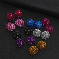 Tibetan Style Stud Earring, Flower, plated, for woman & with rhinestone, more colors for choice, nickel, lead & cadmium free, 23mm, Sold By Pair