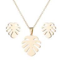 Fashion Stainless Steel Jewelry Sets Leaf plated for woman nickel lead & cadmium free  Length Approx 18 Inch Sold By Set