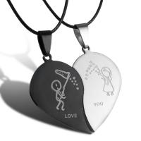 Couple Necklace, Stainless Steel, with 5cm extender chain, plated, for couple, more colors for choice, nickel, lead & cadmium free, Sold Per 17.1 Inch Strand