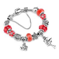 Tibetan Style European Bracelet, with Cats Eye & Crystal, plated, different size for choice & for woman, red, nickel, lead & cadmium free, Sold By Strand