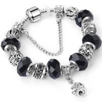 Zinc Alloy European Bracelet with Crystal plated fashion jewelry & for woman black nickel lead & cadmium free Sold By Strand