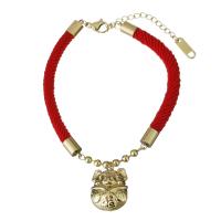 Jewelry Cruach dhosmálta Bracelet, le Corda níolón, dath an óir plated, bracelet charm & do bhean, 14x18mm,5mm, Díolta Per Thart 7 Inse Snáithe