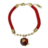 Bijoux bracelet en acier inoxydable, avec corde en nylon & verre, avec 1.5Inch chaînes de rallonge, cochon, Placage de couleur d'or, bracelet à breloques & pour femme, 14.5x16mm,5mm, Vendu par Environ 6.5 pouce brin