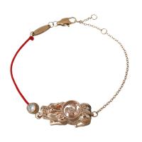 Bijoux bracelet en acier inoxydable, avec corde en nylon, avec 1Inch chaînes de rallonge, Plaqué de couleur d'or rose, chaîne ovale & pour femme & avec strass, 27.5x10mm,9x5.5mm,1mm,1.5mm, Vendu par Environ 6.5 pouce brin
