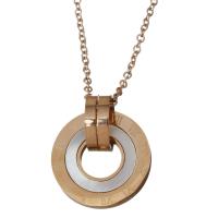 Stainless Steel Jewelry Necklace, with Resin, with 2Inch extender chain, rose gold color plated, oval chain & for woman, 17x17mm,20mm,1.5mm, Sold Per Approx 16 Inch Strand