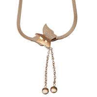 Stainless Steel Jewelry Necklace with 2Inch extender chain Butterfly rose gold color plated herringbone chain & for woman 46mm 2.5mm Sold Per Approx 16 Inch Strand