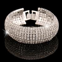 Zinc Alloy Bracelet plated for woman & with rhinestone nickel lead & cadmium free 16mm Sold Per Approx 7.49 Inch Strand