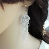 Zinc Alloy Drop Earrings plated for woman & with rhinestone nickel lead & cadmium free 87mm Sold By Pair