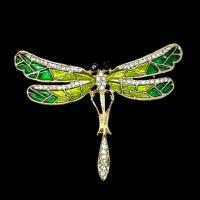 Zinc Alloy Brooch Dragonfly gold color plated for woman & enamel & with rhinestone nickel lead & cadmium free Sold By PC