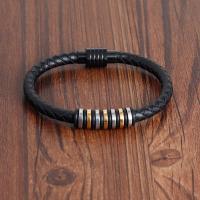 cuir PU bracelet, avec acier inoxydable, normes différentes pour le choix & pour homme, Vendu par PC