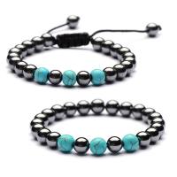 Hematite Bracelet, with Gemstone, plated, Unisex & different styles for choice, Sold Per 7.2 Inch Strand