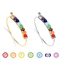 Tibetan Style Bangle, with Natural Stone, plated, Unisex, more colors for choice, nickel, lead & cadmium free, Sold Per 7.5 Inch Strand